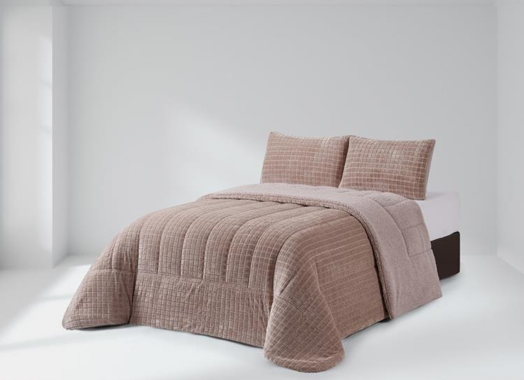 COLCHA CONFORTER SHERPA CAMPARI BEIG 250X270 PARA CAMA DE 150 CMS