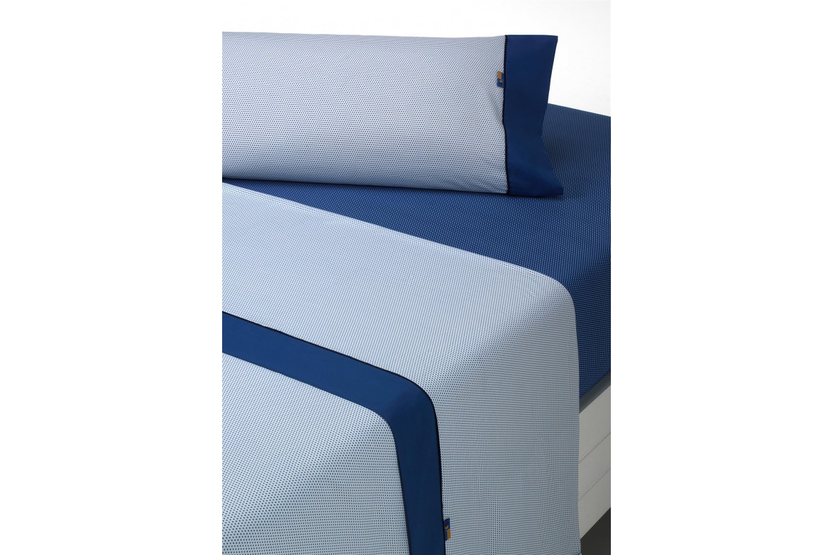 JUEGO DE SABANAS MOTA PARA CAMA DE 150 COLOR AZUL